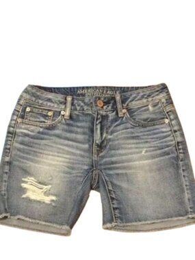 American Eagle Outfitters Denim Shorts Size 0 Distressed Raw Hem Festival AEO AE